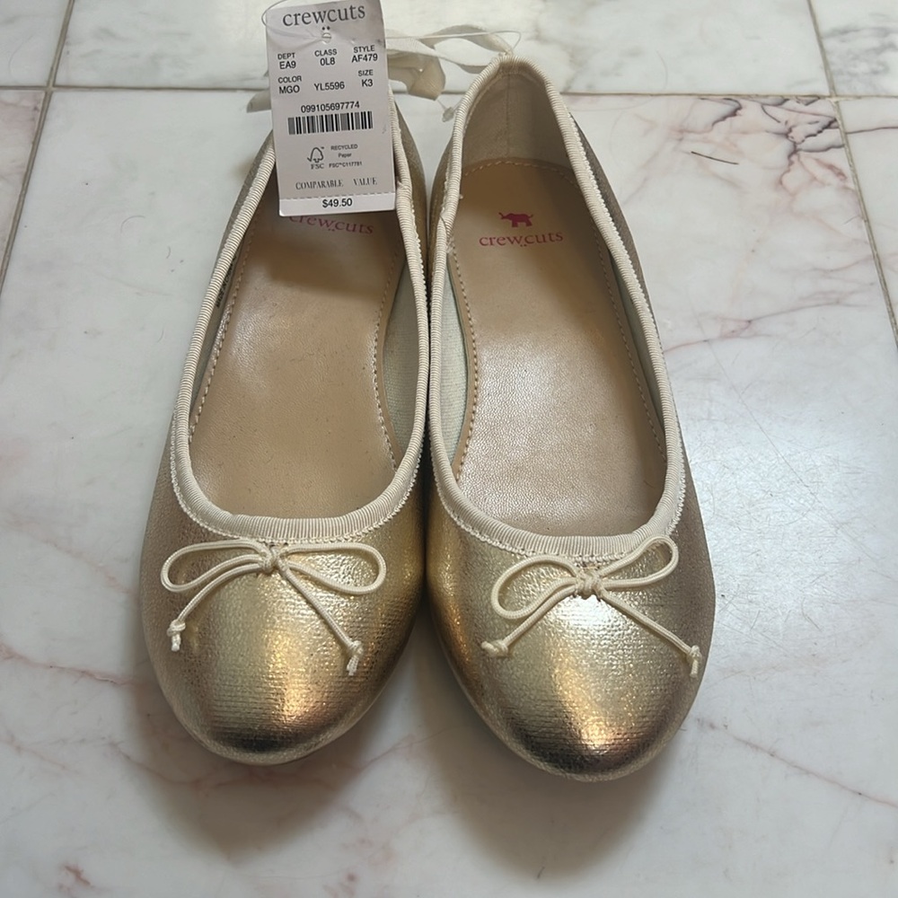 Girls Gold Ballet Flats